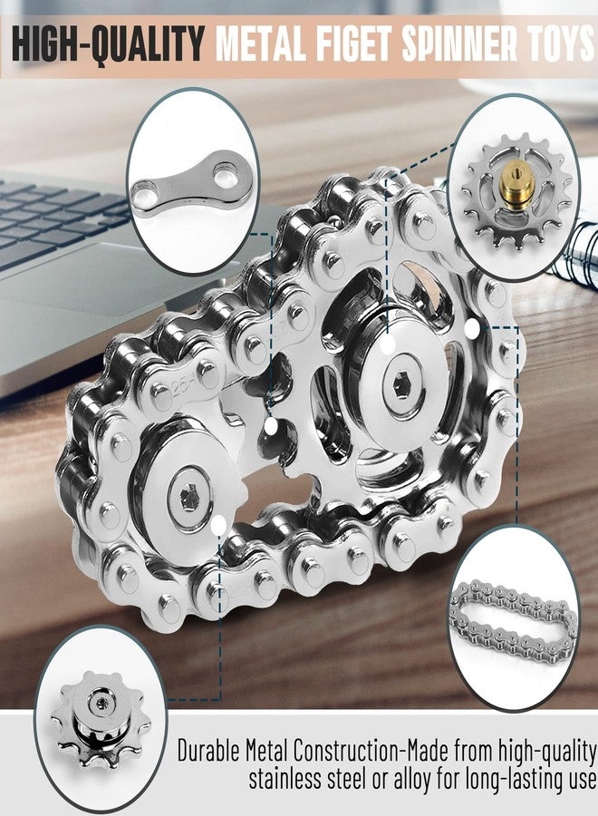 CHESLICR Fidget Toys for Adults Metal Fidget Bike Chain Assemble Fidgets Spinners Toy for Teens Cool Gadgets Desk Office Gift Anxiety Relief Items Stress Tool Sensory Stim Toy for Autism ADHD- Black - Image 3